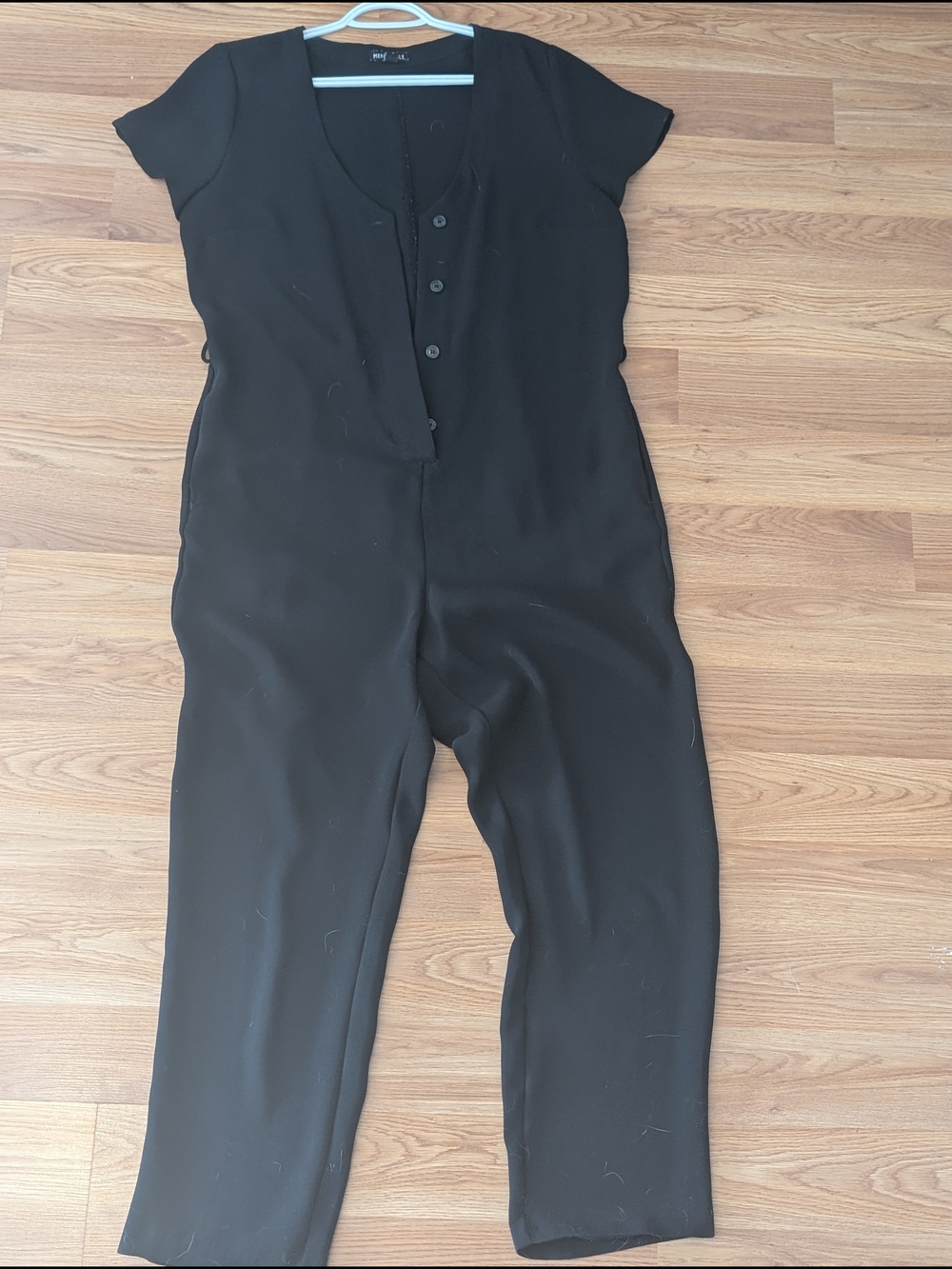 J. Crew Black Short-Sleeve Button-Front Jumpsuit